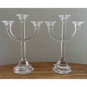 Pair of Villeroy + Boch Crystal 3 Arm Candelabra  12” H